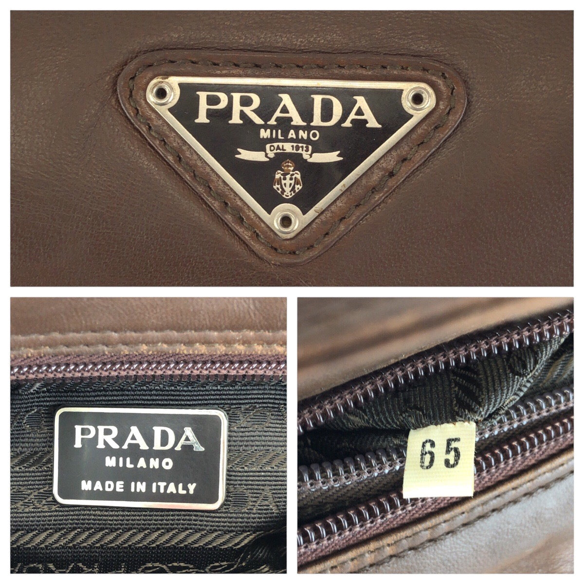 23857
PRADA プラダ ヴィンテージ 三角ロゴプレート ブラウン シルバー金具 レザー ハンドバッグ トートバッグ レディース AB21