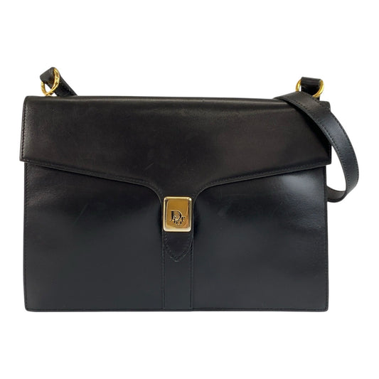 23858
Christian Dior クリスチャンディオール ヴィンテージ ブラック 黒 ゴールド金具 レザー ショルダーバッグ レディース AB28