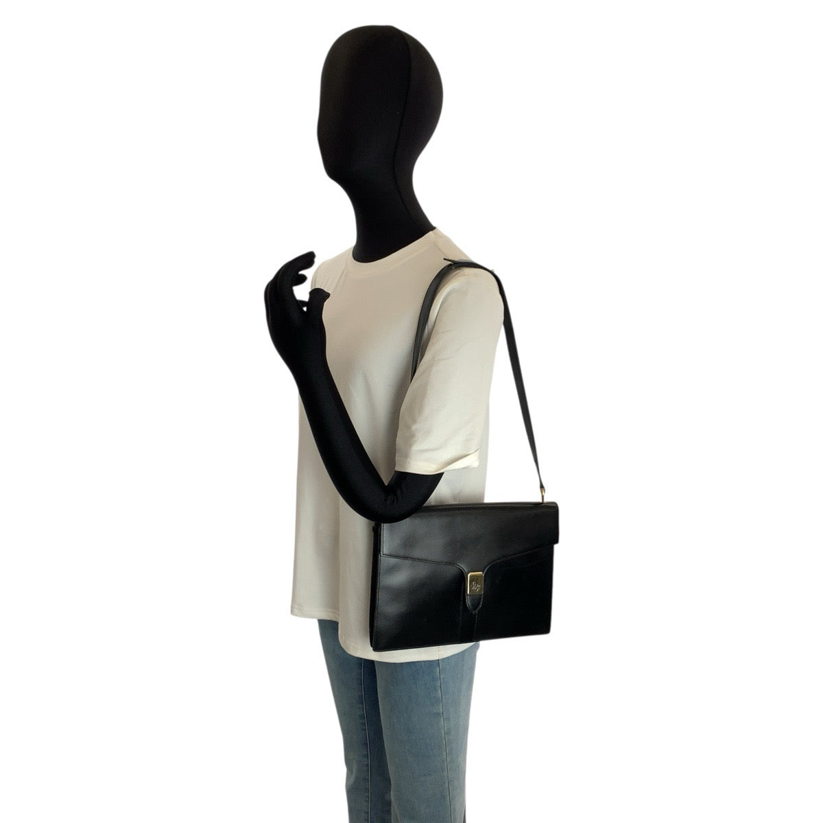 23858
Christian Dior クリスチャンディオール ヴィンテージ ブラック 黒 ゴールド金具 レザー ショルダーバッグ レディース AB28