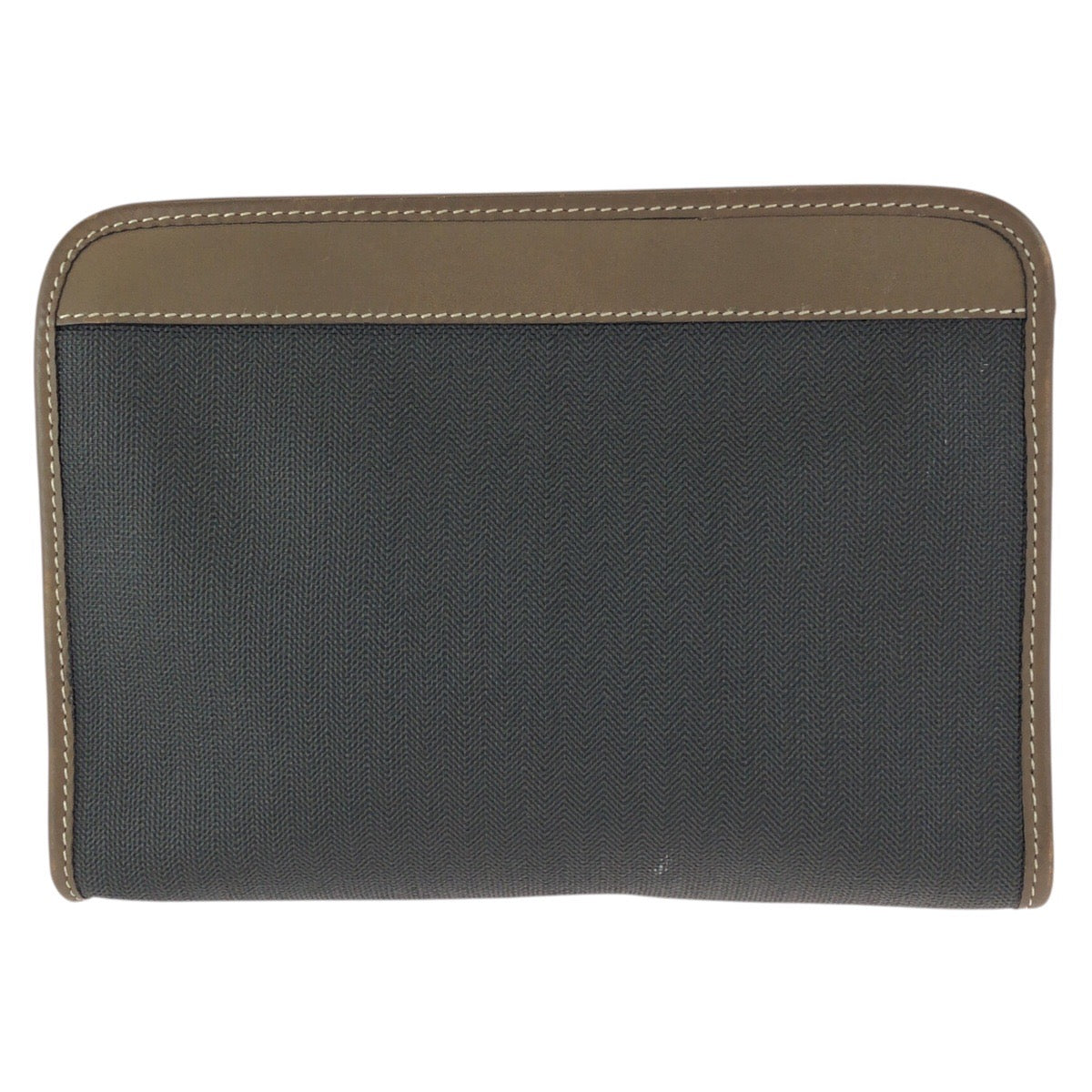 23860
Dunhill ダンヒル グレー ブラウン ゴールド金具 PVC / レザー クラッチバッグ セカンドバッグ メンズ ABP2