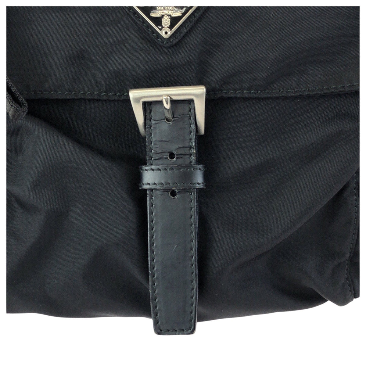 23862
PRADA プラダ テスート 三角ロゴプレート ブラック 黒 シルバー金具 ナイロン / レザー ショルダーバッグ メッセンジャーバッグ レディース ABP35