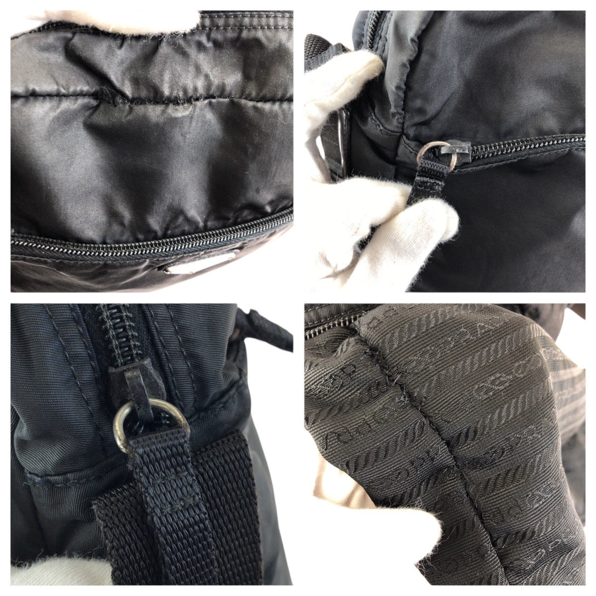 23864
PRADA プラダ テスート 三角ロゴプレート ブラック 黒 シルバー金具 ナイロン ショルダーバッグ メッセンジャーバッグ レディース AB21