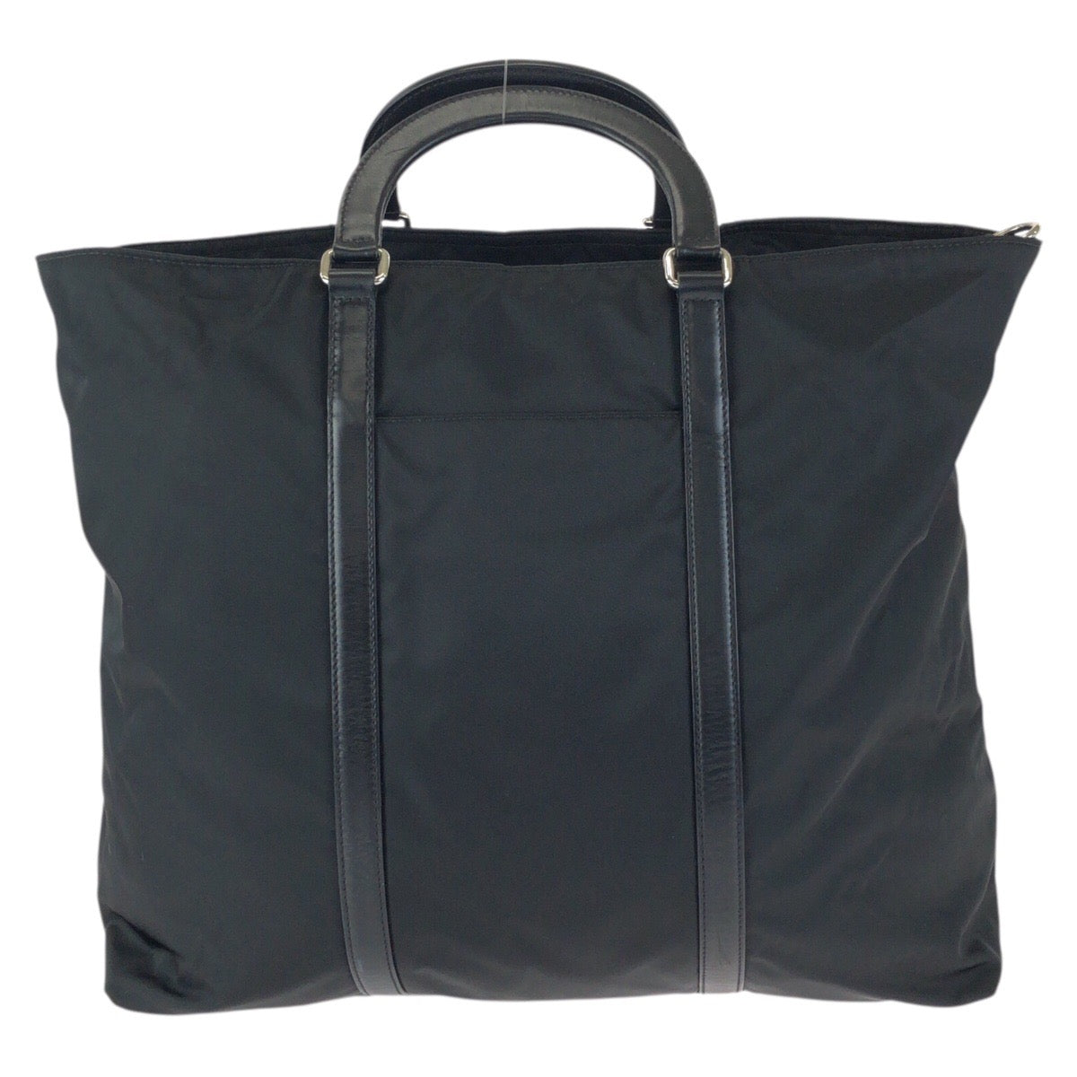 23865
PRADA プラダ テスート 三角ロゴプレート 2way ブラック 黒 シルバー金具 ナイロン / レザー ショルダーバッグ トートバッグ メンズ ABP42