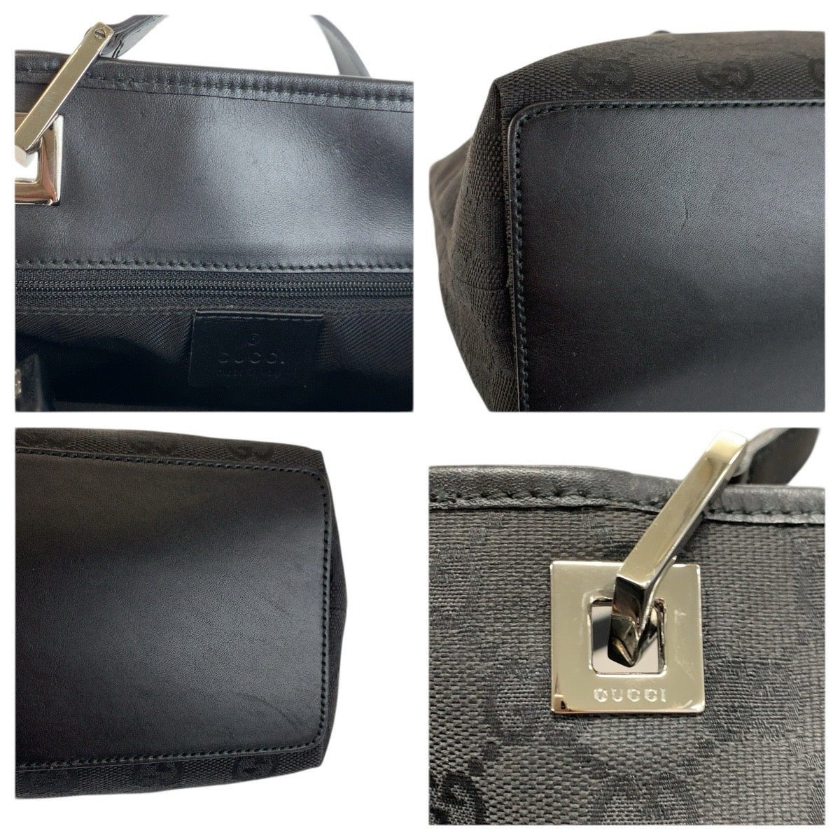 23866
GUCCI グッチ ブラック 黒 シルバー金具 GGキャンバス / レザー 31244 トートバッグ ショルダーバッグ レディース ABP44