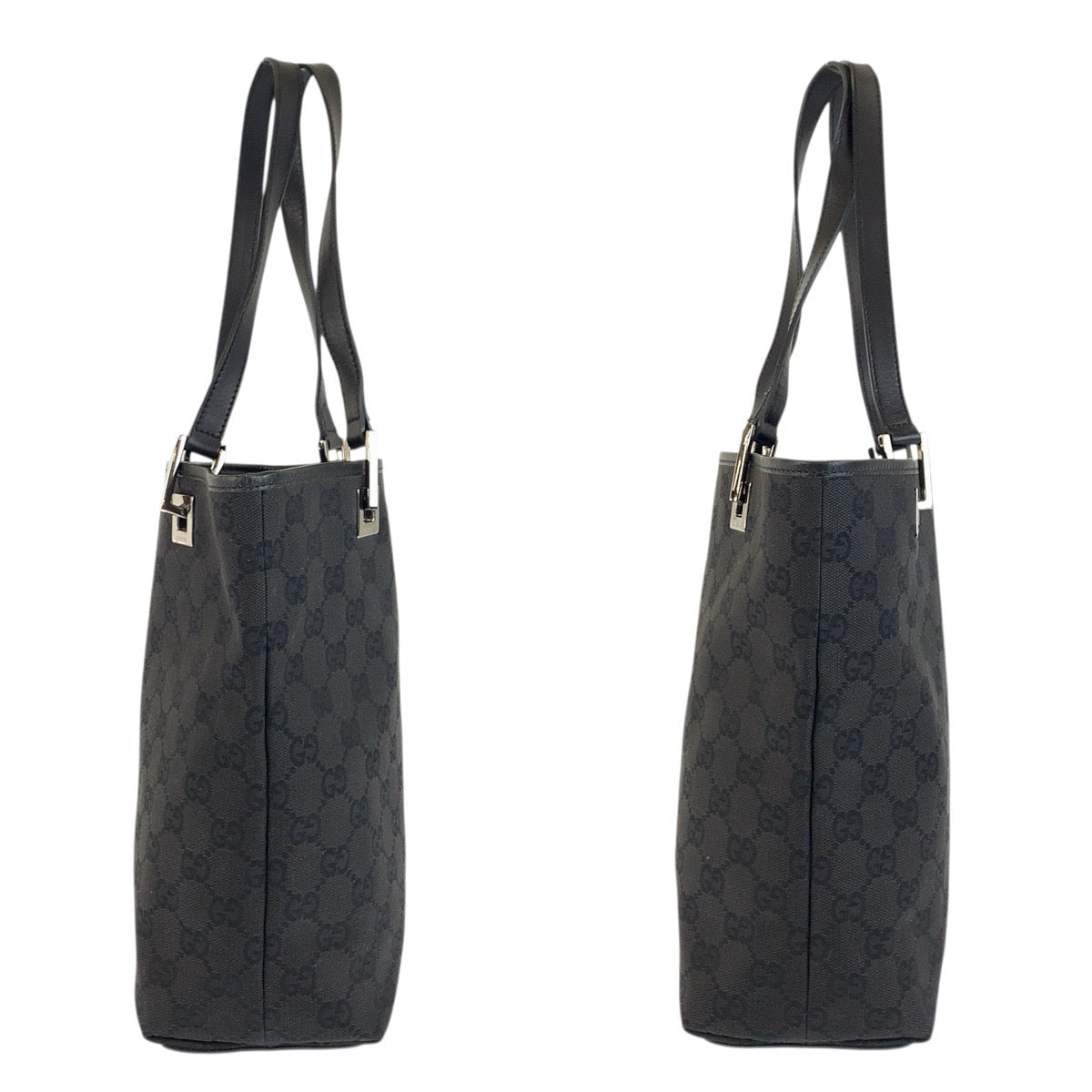 23866
GUCCI グッチ ブラック 黒 シルバー金具 GGキャンバス / レザー 31244 トートバッグ ショルダーバッグ レディース ABP44