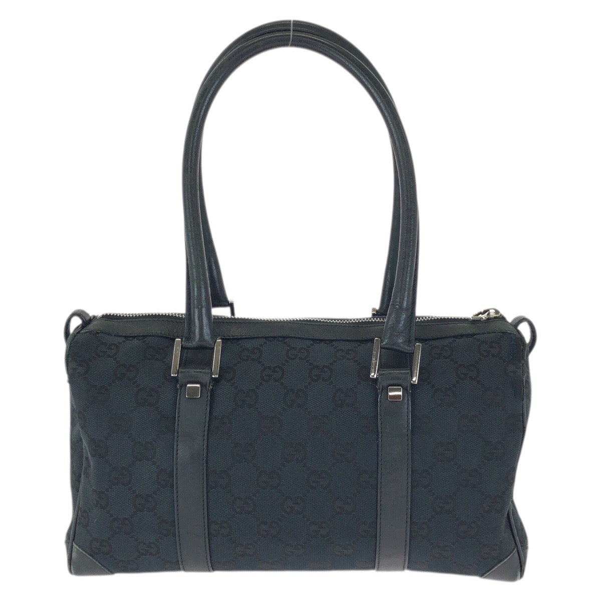 23867
GUCCI グッチ ブラック 黒 シルバー金具 GGキャンバス / レザー 000 0851 ハンドバッグ ミニボストンバッグ レディース AB21