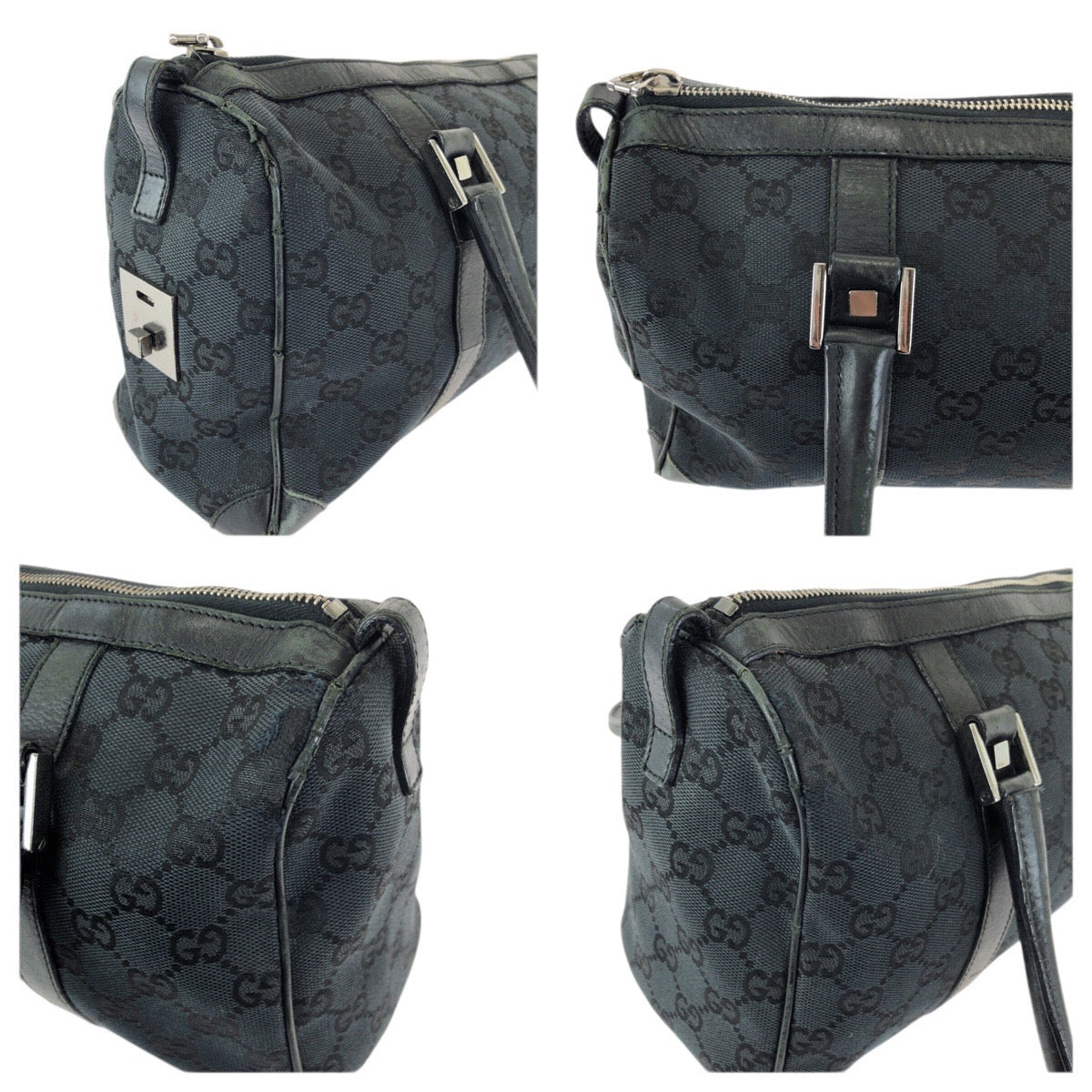 23867
GUCCI グッチ ブラック 黒 シルバー金具 GGキャンバス / レザー 000 0851 ハンドバッグ ミニボストンバッグ レディース AB21