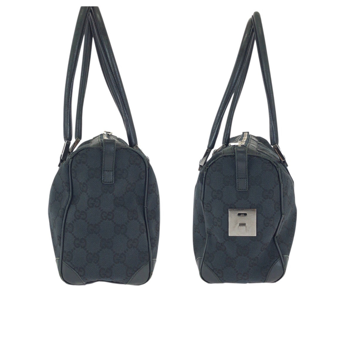 23867
GUCCI グッチ ブラック 黒 シルバー金具 GGキャンバス / レザー 000 0851 ハンドバッグ ミニボストンバッグ レディース AB21
