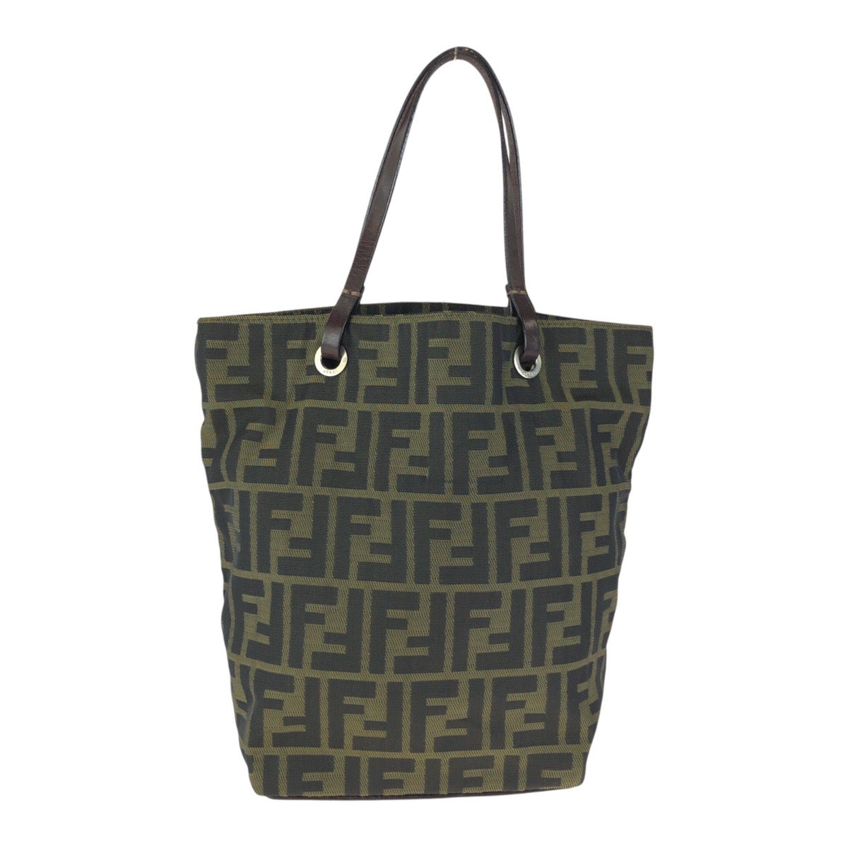 23869
FENDI フェンディ ズッカ ブラウン ダークブラウン シルバー金具 ナイロン / レザー 26598 トートバッグ ハンドバッグ レディース ABP21