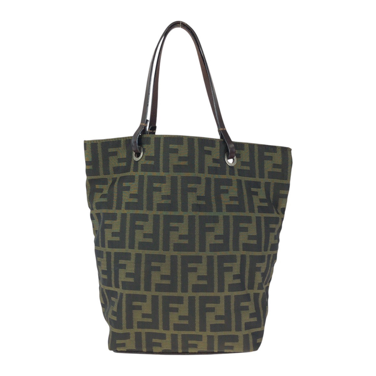 23869
FENDI フェンディ ズッカ ブラウン ダークブラウン シルバー金具 ナイロン / レザー 26598 トートバッグ ハンドバッグ レディース ABP21