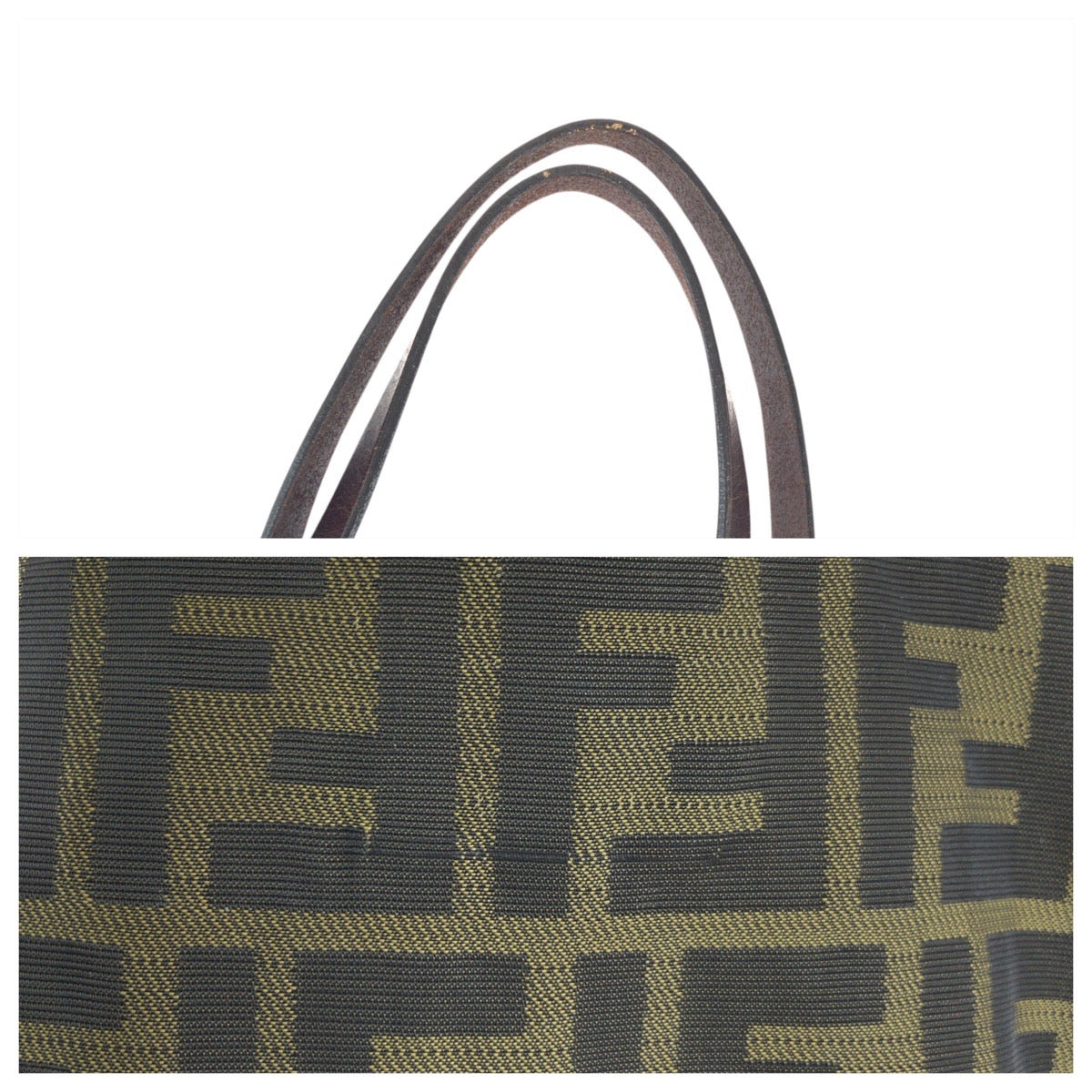 23869
FENDI フェンディ ズッカ ブラウン ダークブラウン シルバー金具 ナイロン / レザー 26598 トートバッグ ハンドバッグ レディース ABP21