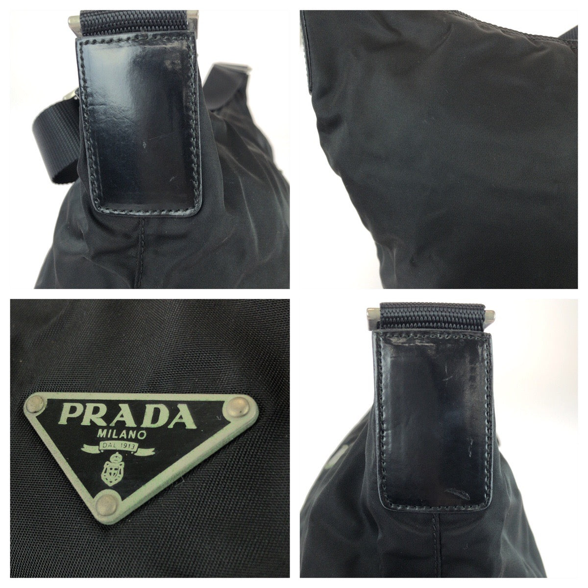 23870
PRADA プラダ テスート 三角ロゴプレート ブラック 黒 シルバー金具 ナイロン ショルダーバッグ ハンドバッグ レディース ABP28
