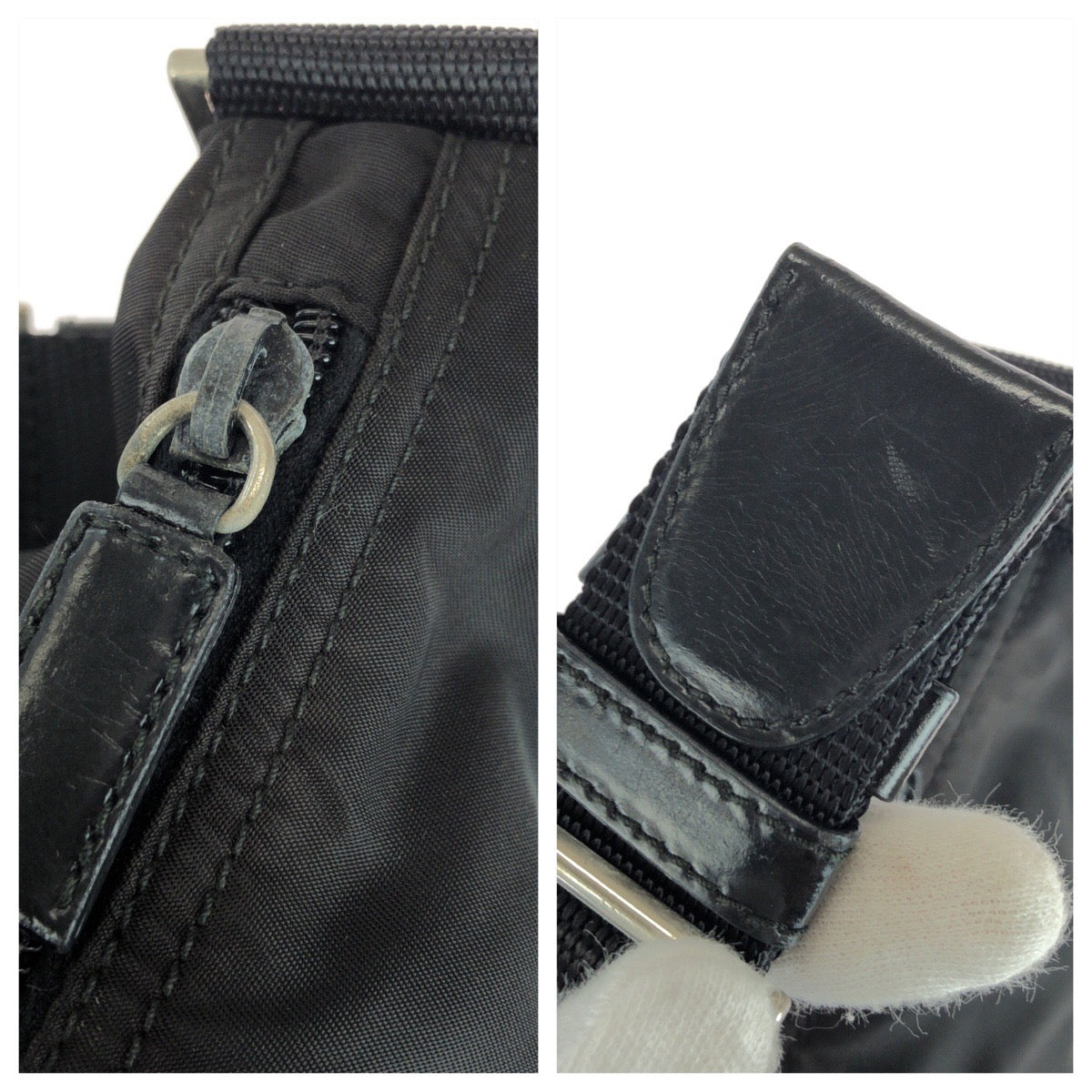 23870
PRADA プラダ テスート 三角ロゴプレート ブラック 黒 シルバー金具 ナイロン ショルダーバッグ ハンドバッグ レディース ABP28