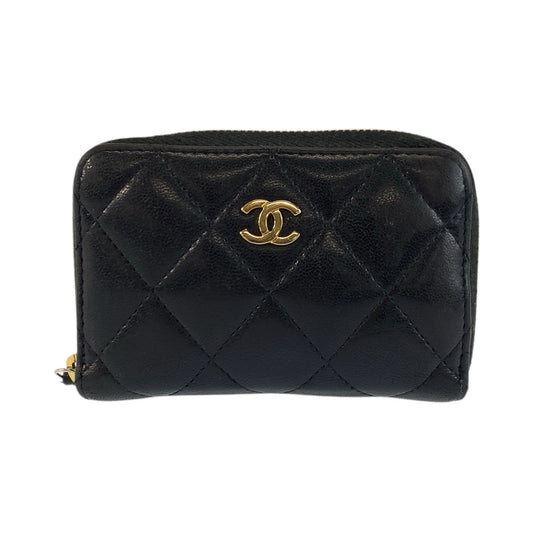 23872
CHANEL シャネル マトラッセ クラシック ジップコインパース ブラック 黒 ゴールド金具 レザー コインケース カードケース レディース ABP42