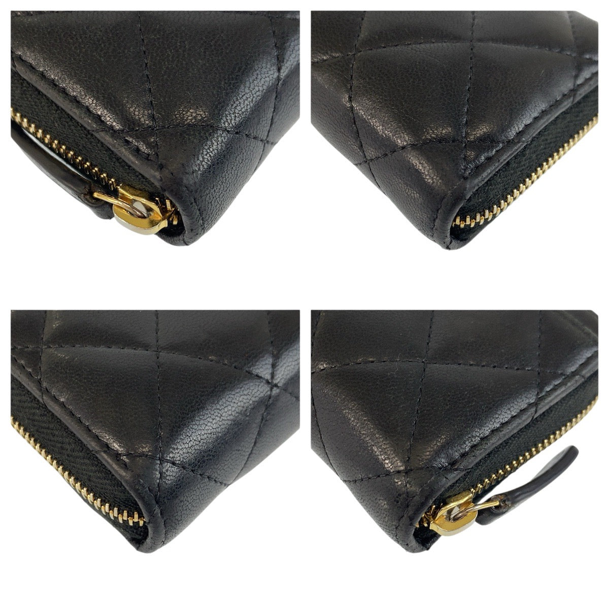23872
CHANEL シャネル マトラッセ クラシック ジップコインパース ブラック 黒 ゴールド金具 レザー コインケース カードケース レディース ABP42