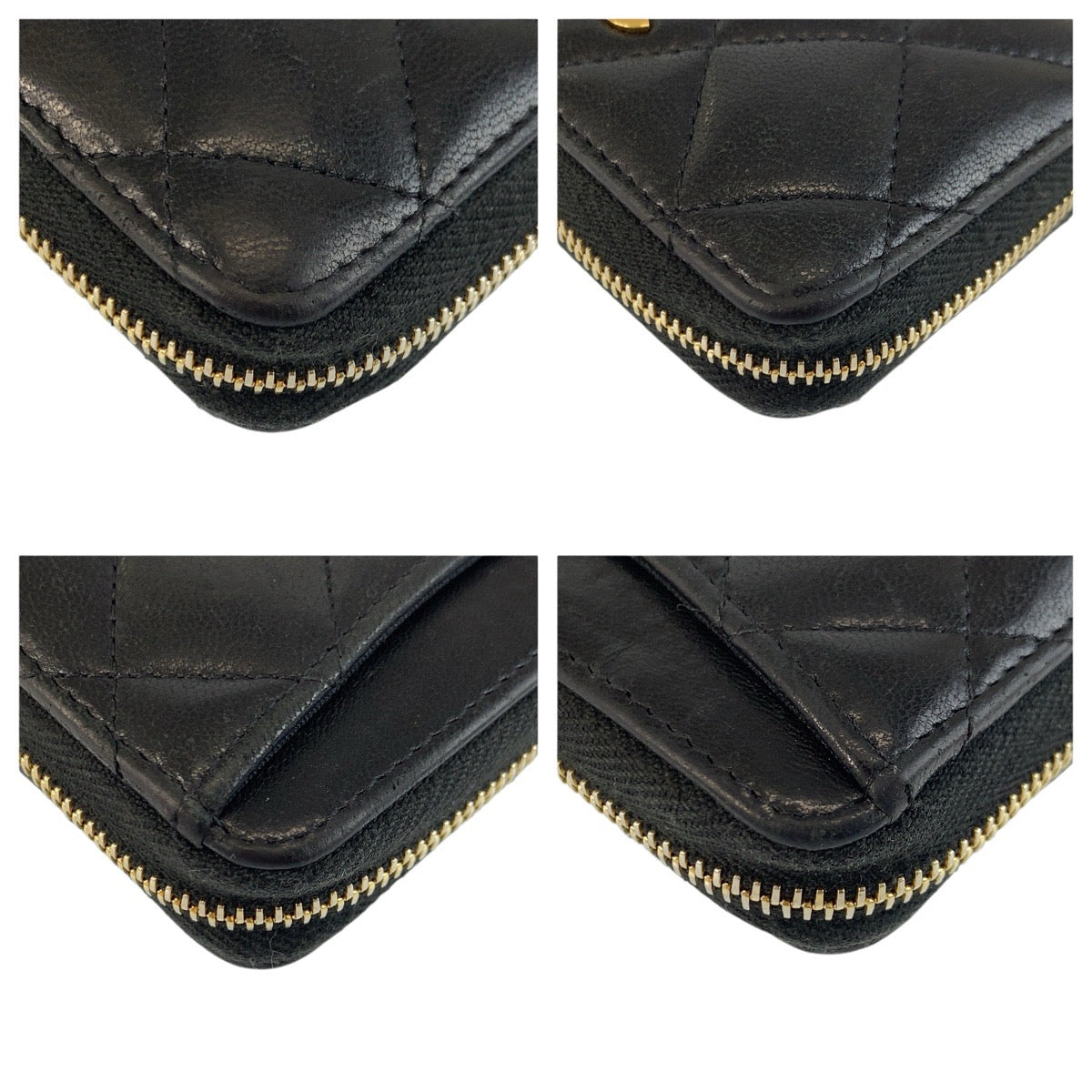 23872
CHANEL シャネル マトラッセ クラシック ジップコインパース ブラック 黒 ゴールド金具 レザー コインケース カードケース レディース ABP42