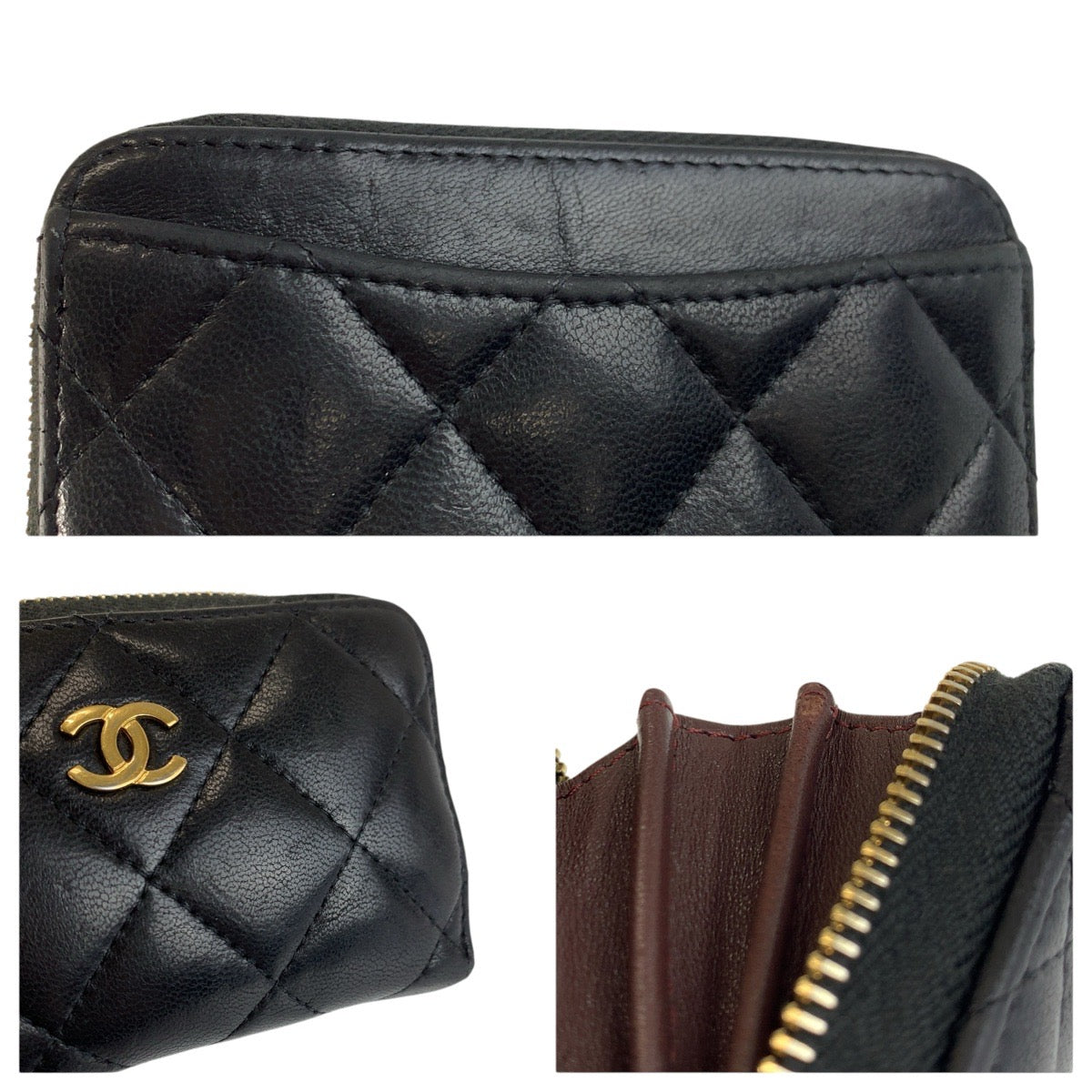 23872
CHANEL シャネル マトラッセ クラシック ジップコインパース ブラック 黒 ゴールド金具 レザー コインケース カードケース レディース ABP42