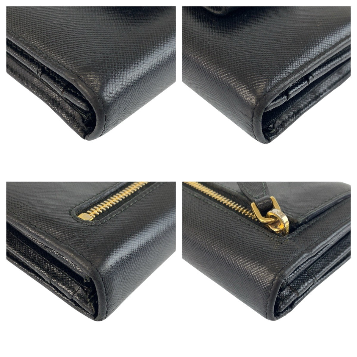 23873
PRADA プラダ サフィアーノ フィオッコ リボン ブラック 黒 ゴールド金具 レザー 長財布 ロングウォレット レディース ABP21
