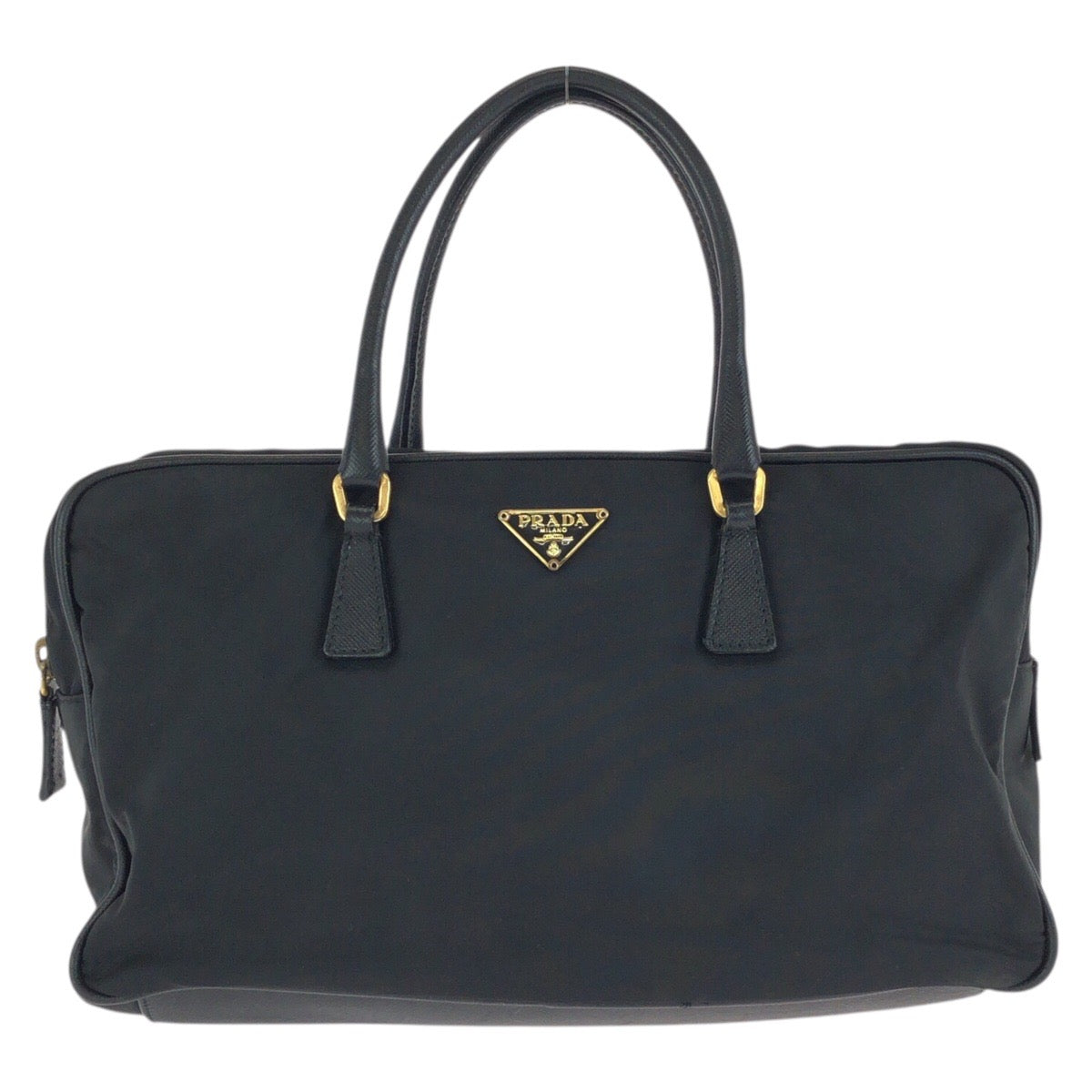 23876
PRADA プラダ テスート サフィアーノ 三角ロゴプレート ブラック 黒 ゴールド金具 ナイロン / レザー ハンドバッグ トートバッグ レディース ABP35