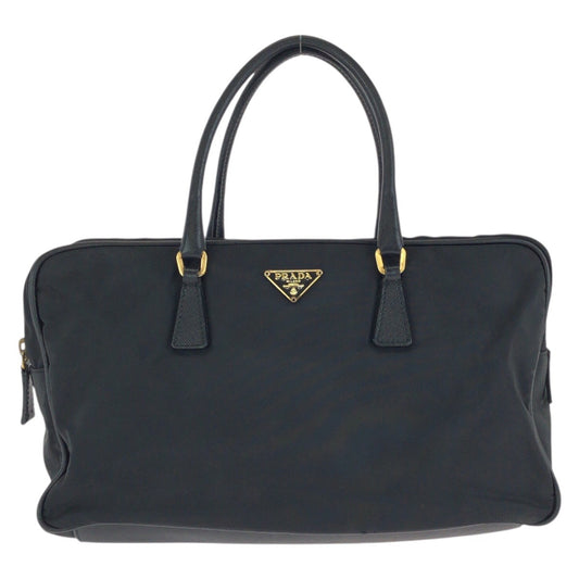 23876
PRADA プラダ テスート サフィアーノ 三角ロゴプレート ブラック 黒 ゴールド金具 ナイロン / レザー ハンドバッグ トートバッグ レディース ABP35