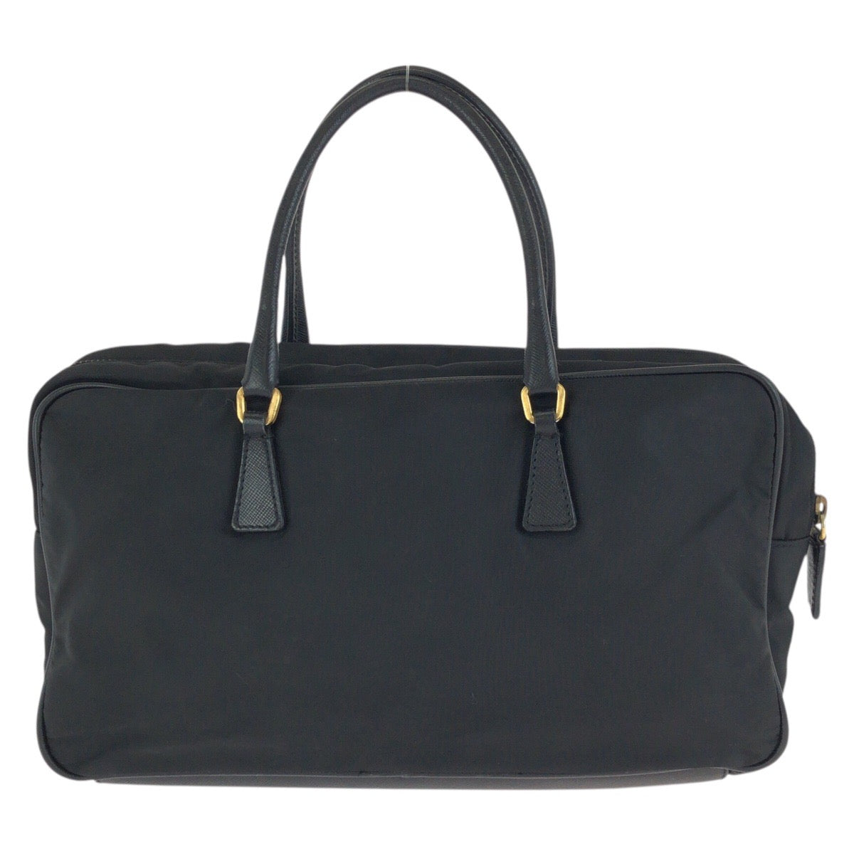 23876
PRADA プラダ テスート サフィアーノ 三角ロゴプレート ブラック 黒 ゴールド金具 ナイロン / レザー ハンドバッグ トートバッグ レディース ABP35