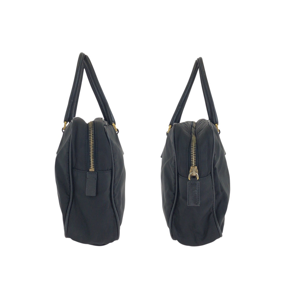 23876
PRADA プラダ テスート サフィアーノ 三角ロゴプレート ブラック 黒 ゴールド金具 ナイロン / レザー ハンドバッグ トートバッグ レディース ABP35