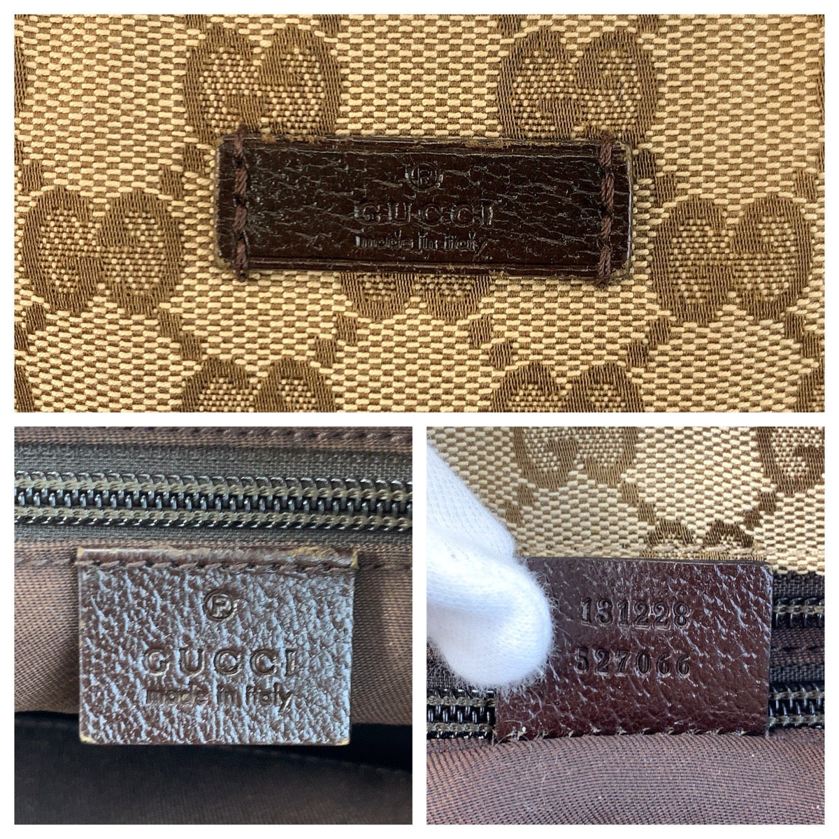 23879
GUCCI グッチ シェリーライン ベージュ ブラウン GGキャンバス 131228 トートバッグ ハンドバッグ レディース ABP42
