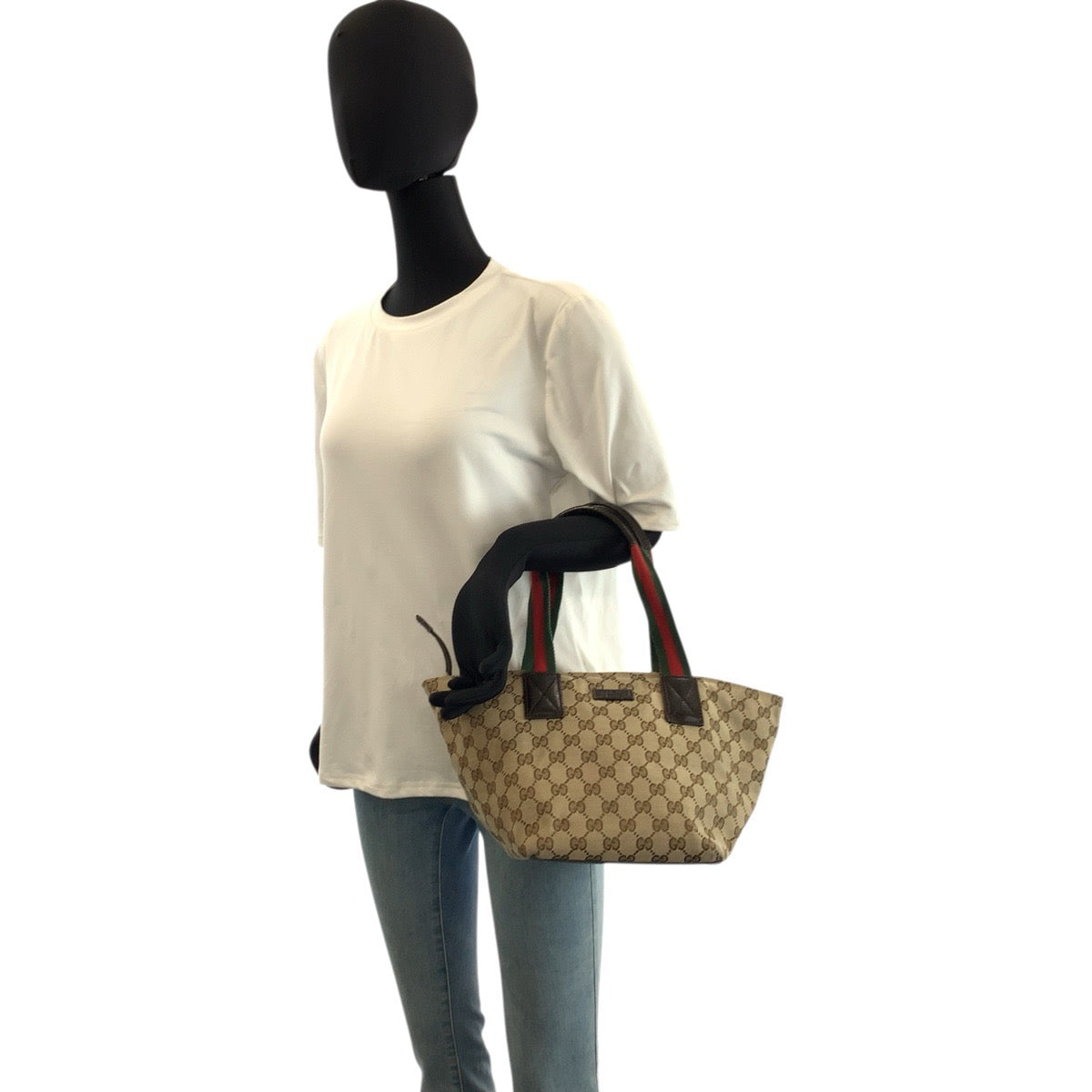 23879
GUCCI グッチ シェリーライン ベージュ ブラウン GGキャンバス 131228 トートバッグ ハンドバッグ レディース ABP42