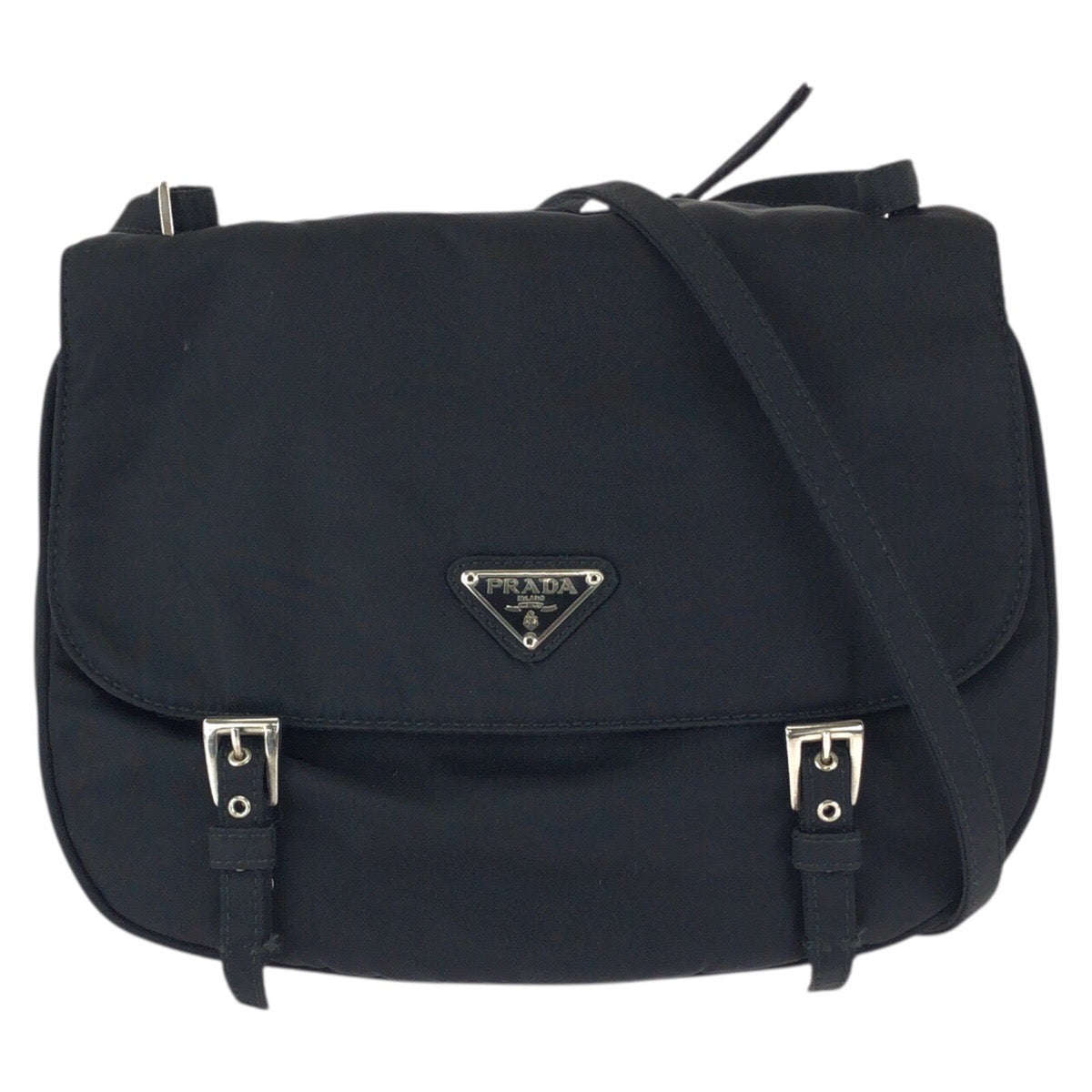 23880
PRADA プラダ テスート 三角ロゴプレート ブラック 黒 シルバー金具 ナイロン ショルダーバッグ ポシェット レディース A42