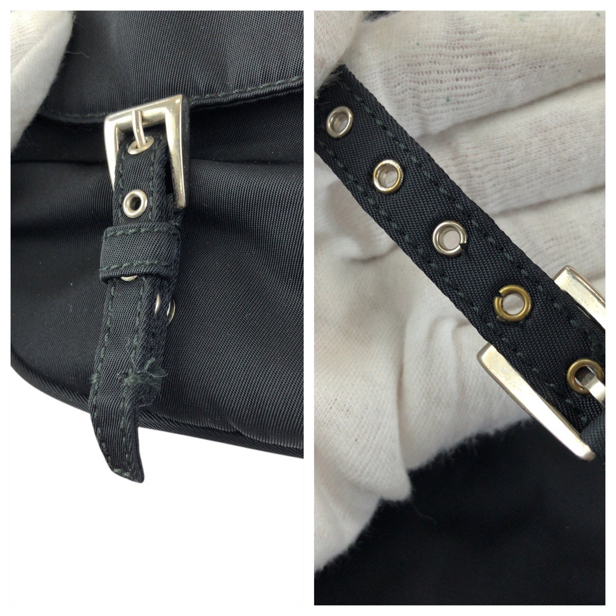 23880
PRADA プラダ テスート 三角ロゴプレート ブラック 黒 シルバー金具 ナイロン ショルダーバッグ ポシェット レディース A42