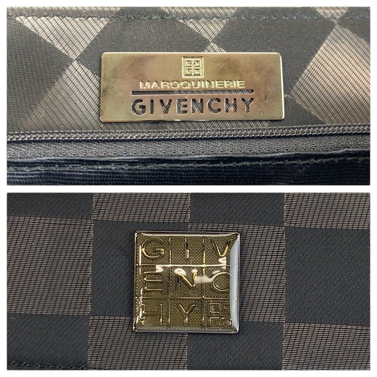 23883
GIVENCHY ジバンシィ ヴィンテージ ダイヤ柄 ブラック 黒 ナイロン / レザー ハンドバッグ ショルダーバッグ レディース ABP28