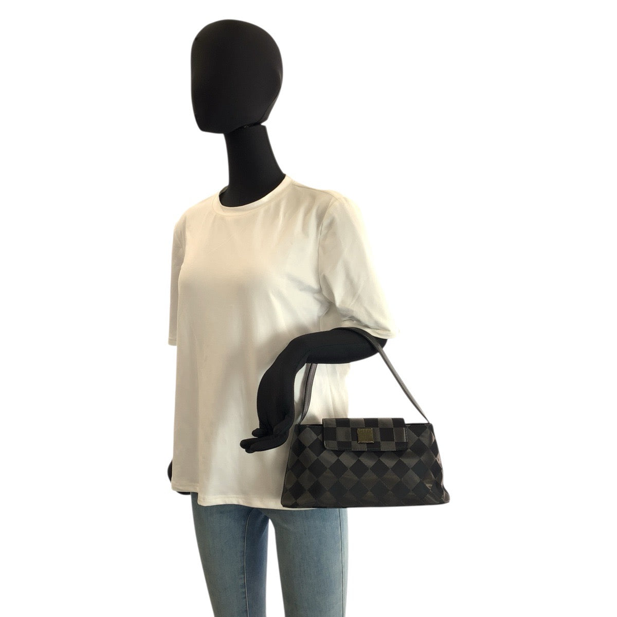 23883
GIVENCHY ジバンシィ ヴィンテージ ダイヤ柄 ブラック 黒 ナイロン / レザー ハンドバッグ ショルダーバッグ レディース ABP28