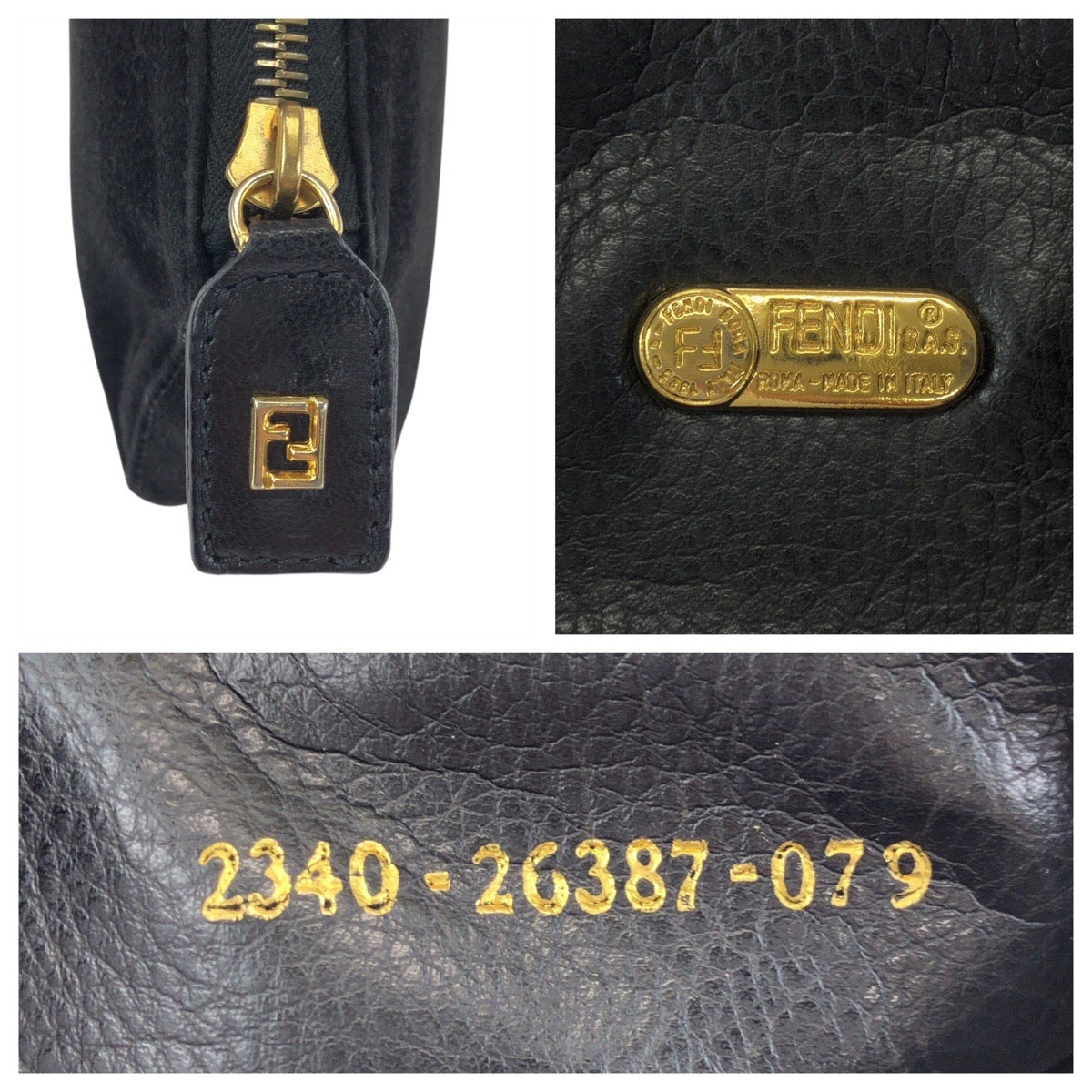 23886
FENDI フェンディ ヴィンテージ ブラック 黒 ゴールド金具 ヌバック 26387 ポーチ メイクポーチ 小物入れ レディース ABP14