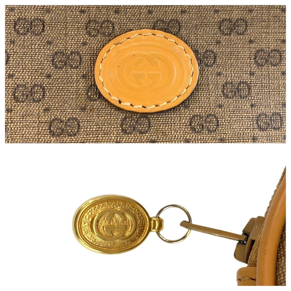 23887
GUCCI グッチ ヴィンテージ マイクロGG インターロッキング ベージュ ゴールド金具 GGスプリームキャンバス 039 58 ポーチ 化粧ポーチ レディース A14