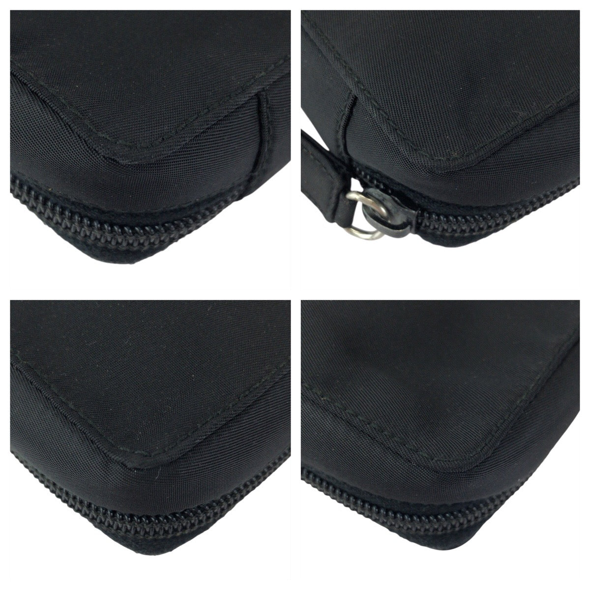 23889
PRADA プラダ テスート 三角ロゴプレート ブラック 黒 シルバー金具 ナイロン ポーチ メイクポーチ 小物入れ レディース A14