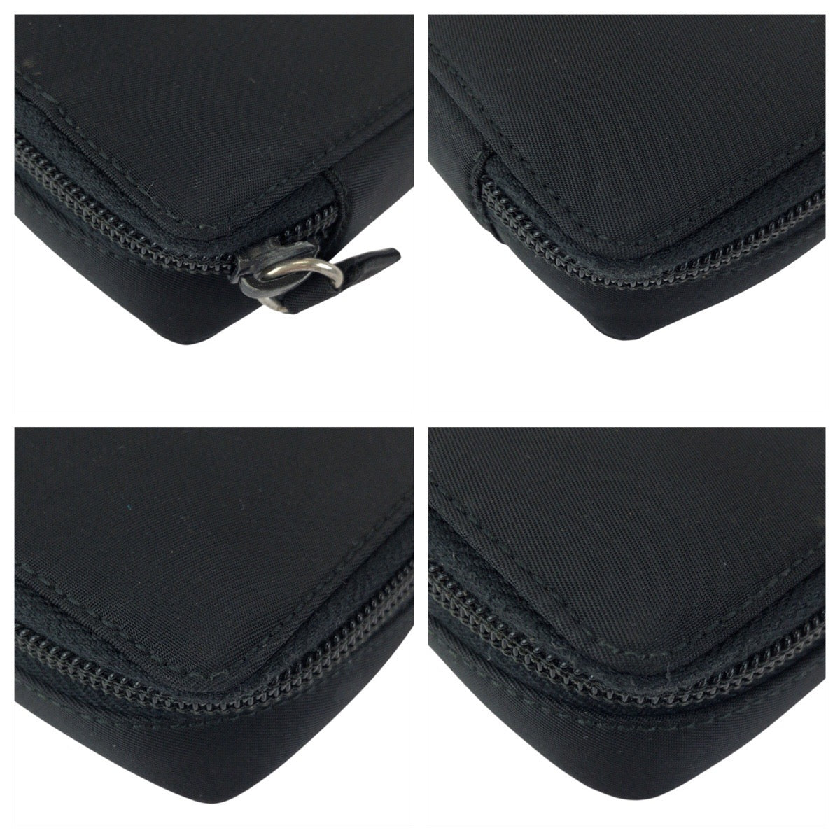 23889
PRADA プラダ テスート 三角ロゴプレート ブラック 黒 シルバー金具 ナイロン ポーチ メイクポーチ 小物入れ レディース A14