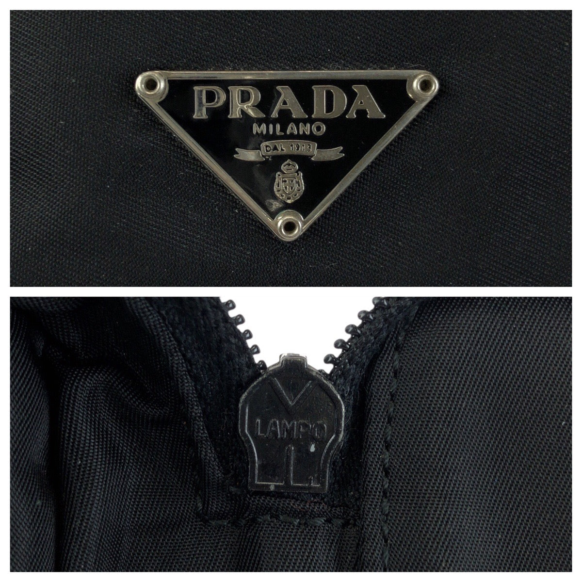 23889
PRADA プラダ テスート 三角ロゴプレート ブラック 黒 シルバー金具 ナイロン ポーチ メイクポーチ 小物入れ レディース A14