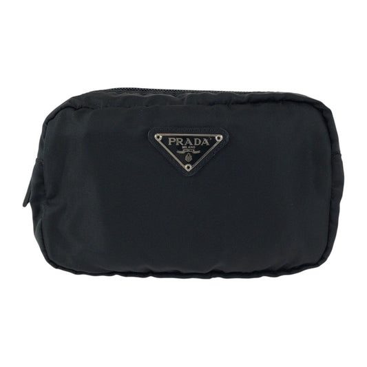 23890
PRADA プラダ テスート 三角ロゴプレート ブラック 黒 シルバー金具 ナイロン / レザー ポーチ メイクポーチ 小物入れ レディース ABP9