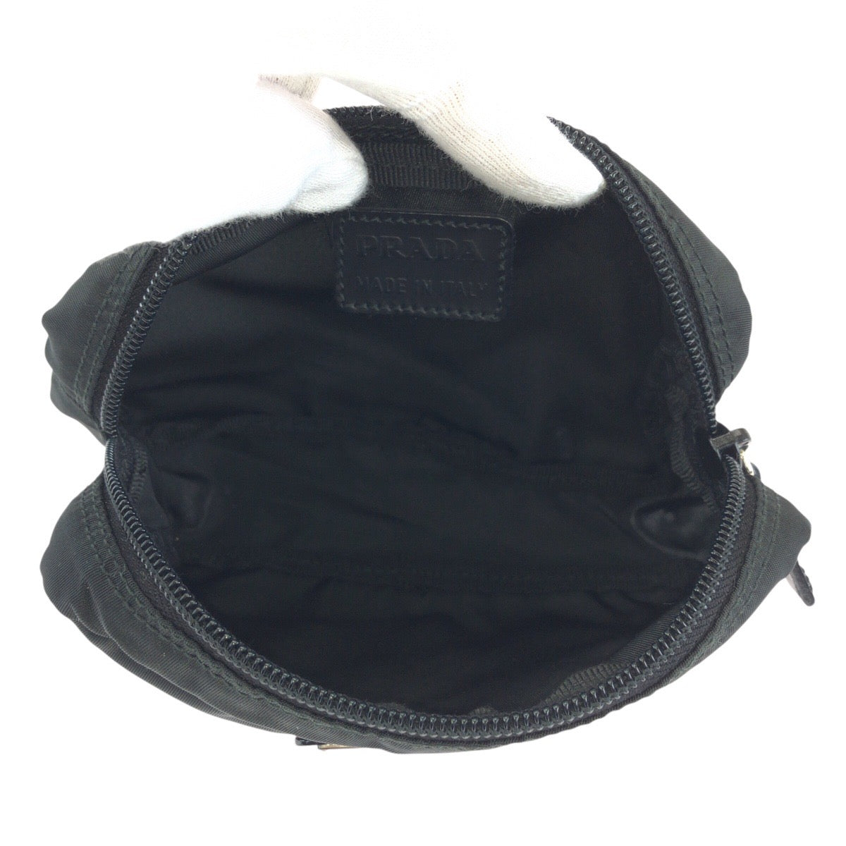 23890
PRADA プラダ テスート 三角ロゴプレート ブラック 黒 シルバー金具 ナイロン / レザー ポーチ メイクポーチ 小物入れ レディース ABP9