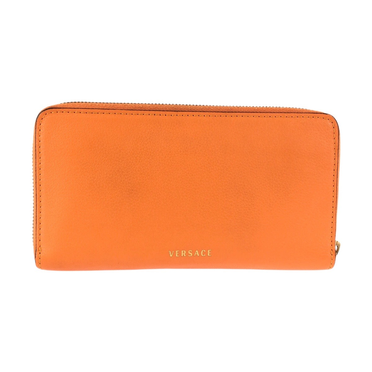 23892
VERSACE ヴェルサーチ メデューサ ラウンドファスナー オレンジ ゴールド金具 レザー 長財布 ロングウォレット 男女兼用 メンズ ABP28