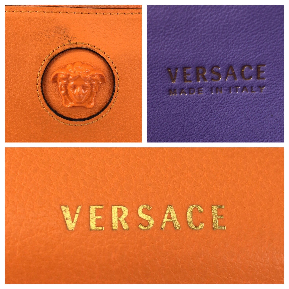 23892
VERSACE ヴェルサーチ メデューサ ラウンドファスナー オレンジ ゴールド金具 レザー 長財布 ロングウォレット 男女兼用 メンズ ABP28