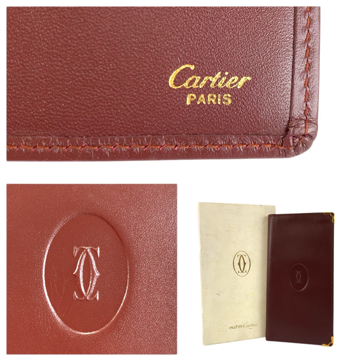 23894
CARTIER カルティエ マストライン ボルドー ゴールド金具 レザー 長財布 札入れ メンズ A14