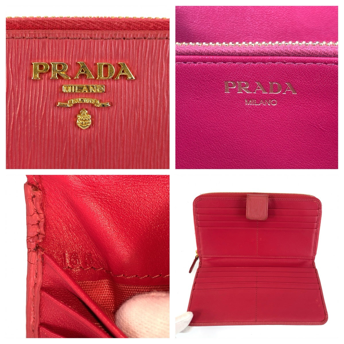 23896
PRADA プラダ サフィアーノ ピンク ゴールド金具 レザー 長財布 ロングウォレット レディース ABP28