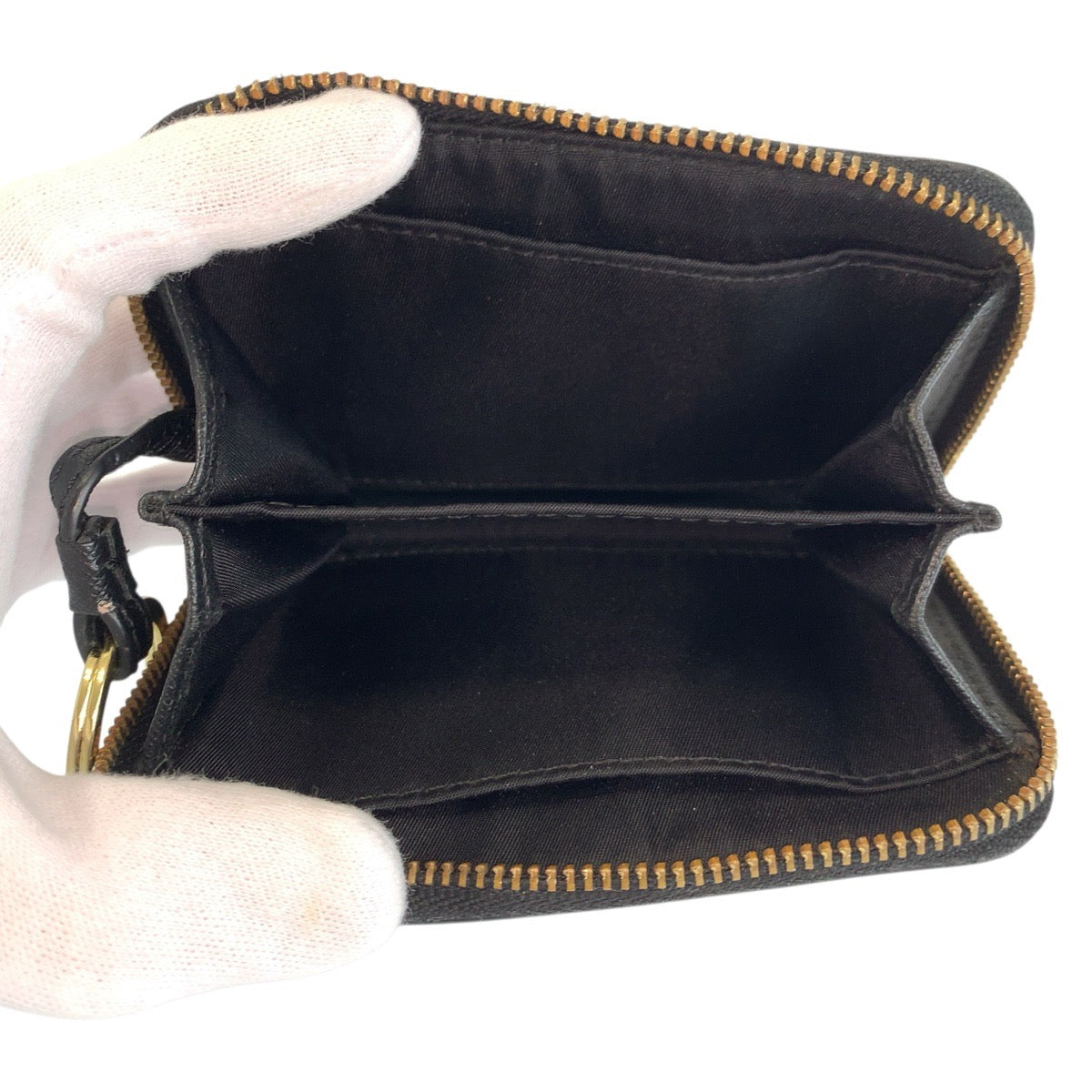 23898
Tory Burch トリーバーチ ブラック 黒 ゴールド金具 レザー コインケース キーケース レディース AB1