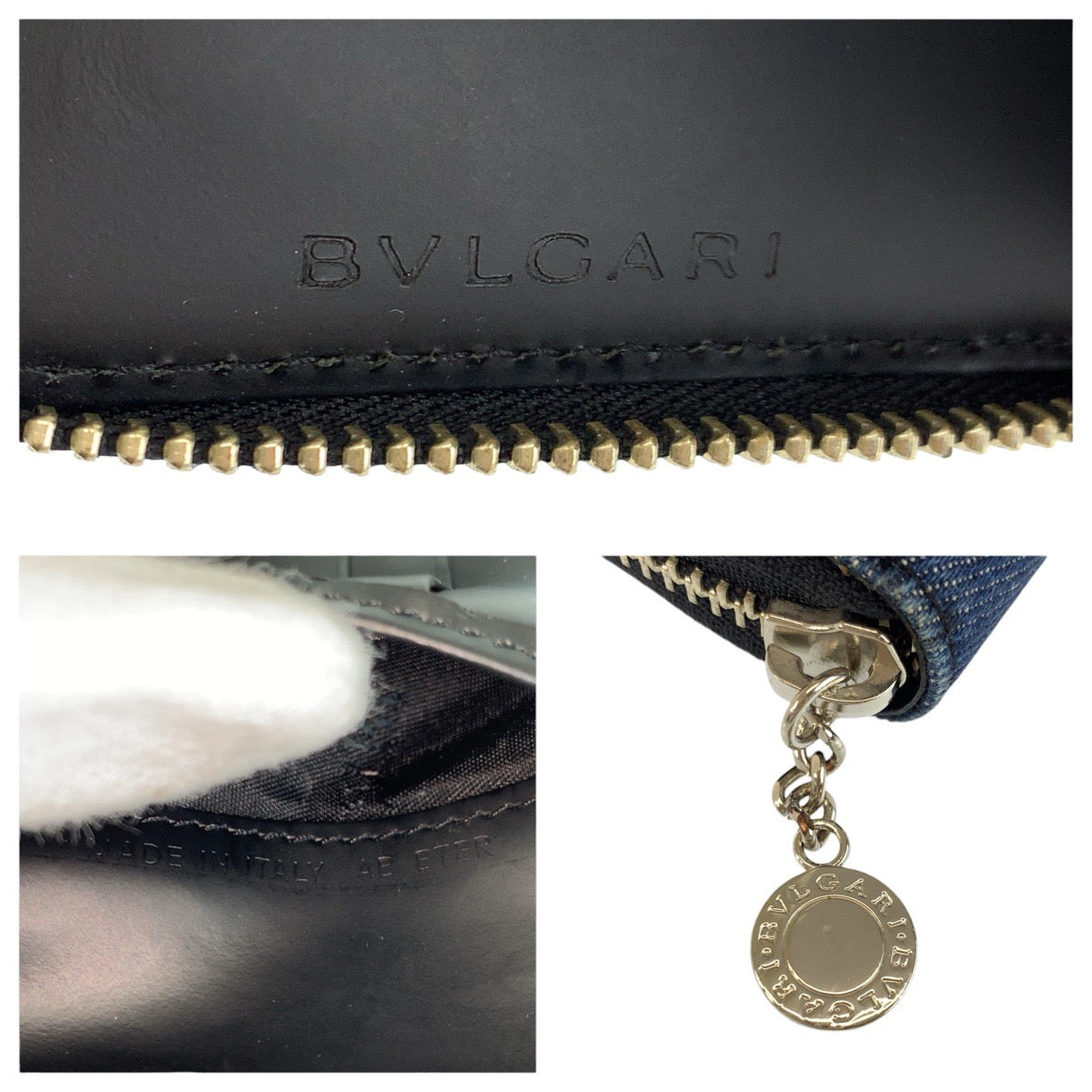 23899
BVLGARI ブルガリ ロゴマニア ブルー ブラック シルバー金具 デニム / レザー 折り財布 コンパクトウォレット レディース ABP21