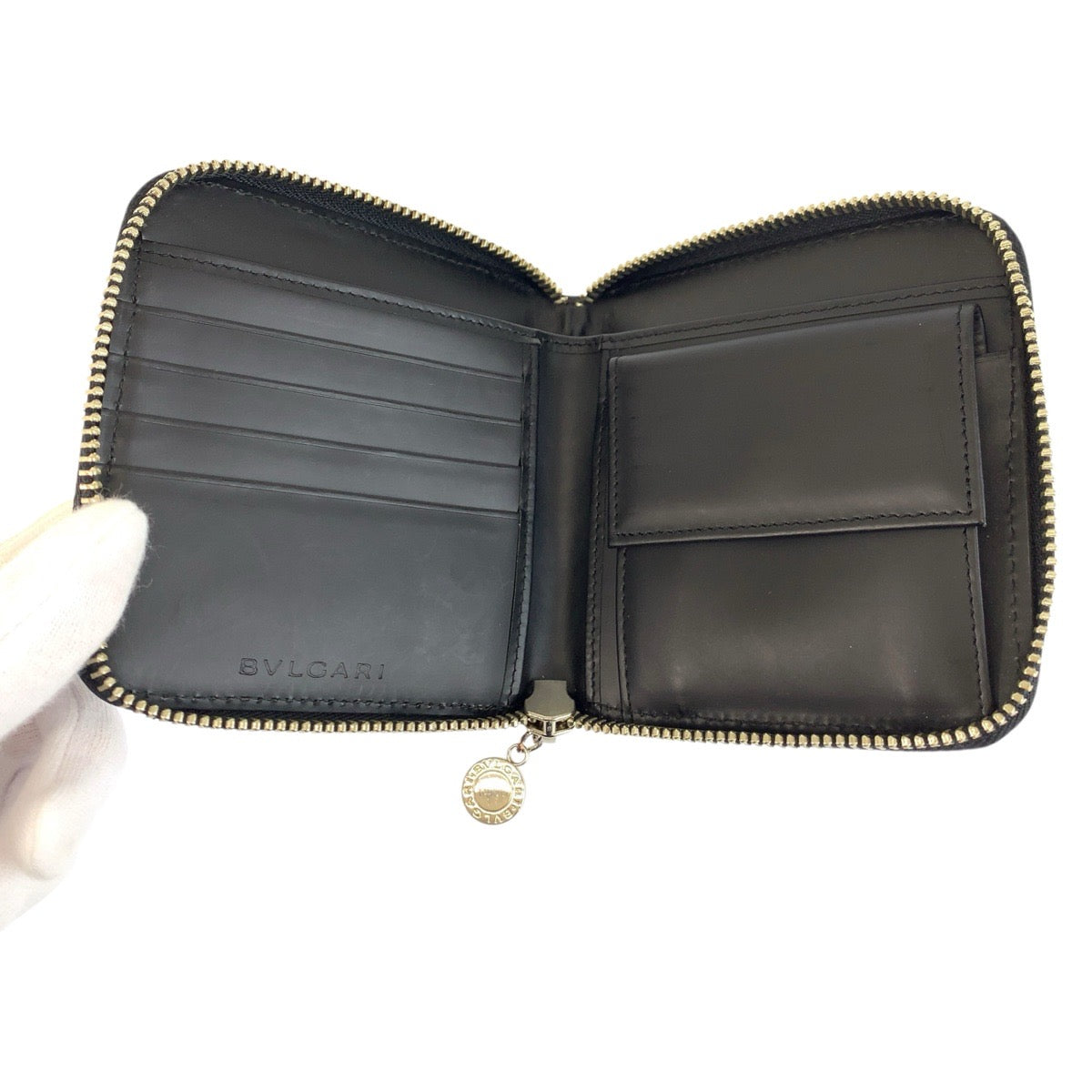 23899
BVLGARI ブルガリ ロゴマニア ブルー ブラック シルバー金具 デニム / レザー 折り財布 コンパクトウォレット レディース ABP21