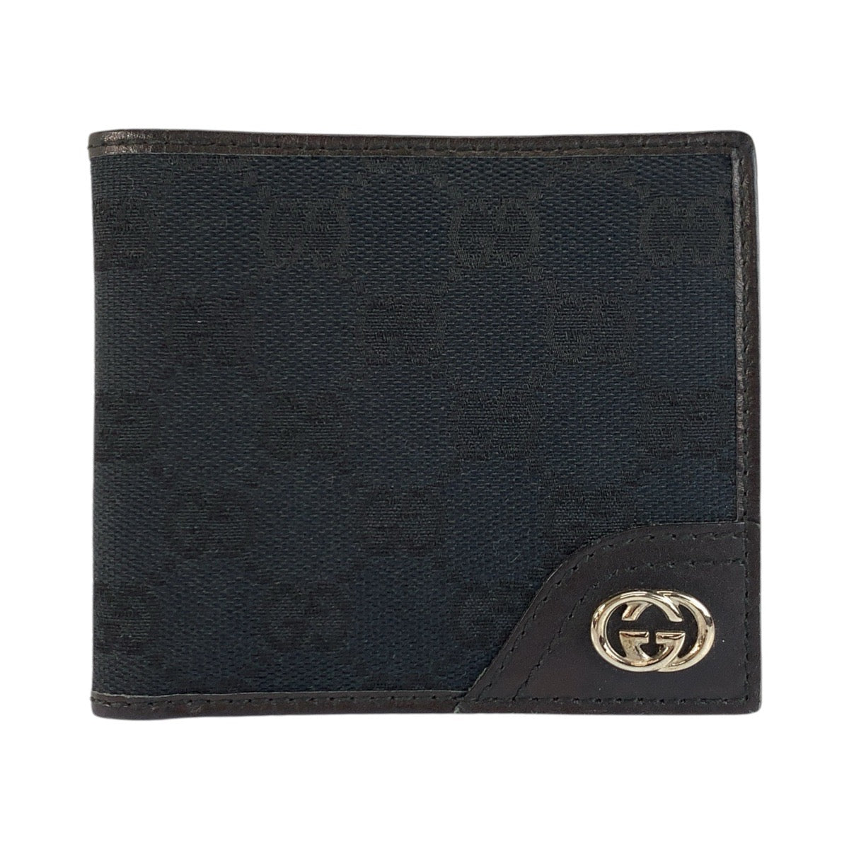 23901
GUCCI グッチ インターロッキング ブラック 黒 シルバー金具 GGキャンバス 181671 折り財布 コンパクトウォレット メンズ ABP21
