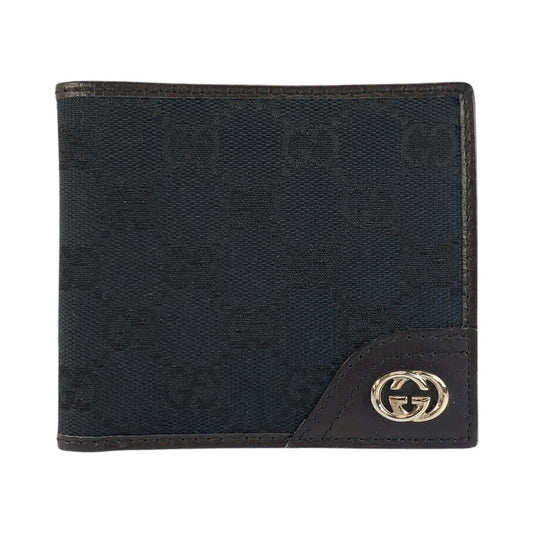 23901
GUCCI グッチ インターロッキング ブラック 黒 シルバー金具 GGキャンバス 181671 折り財布 コンパクトウォレット メンズ ABP21
