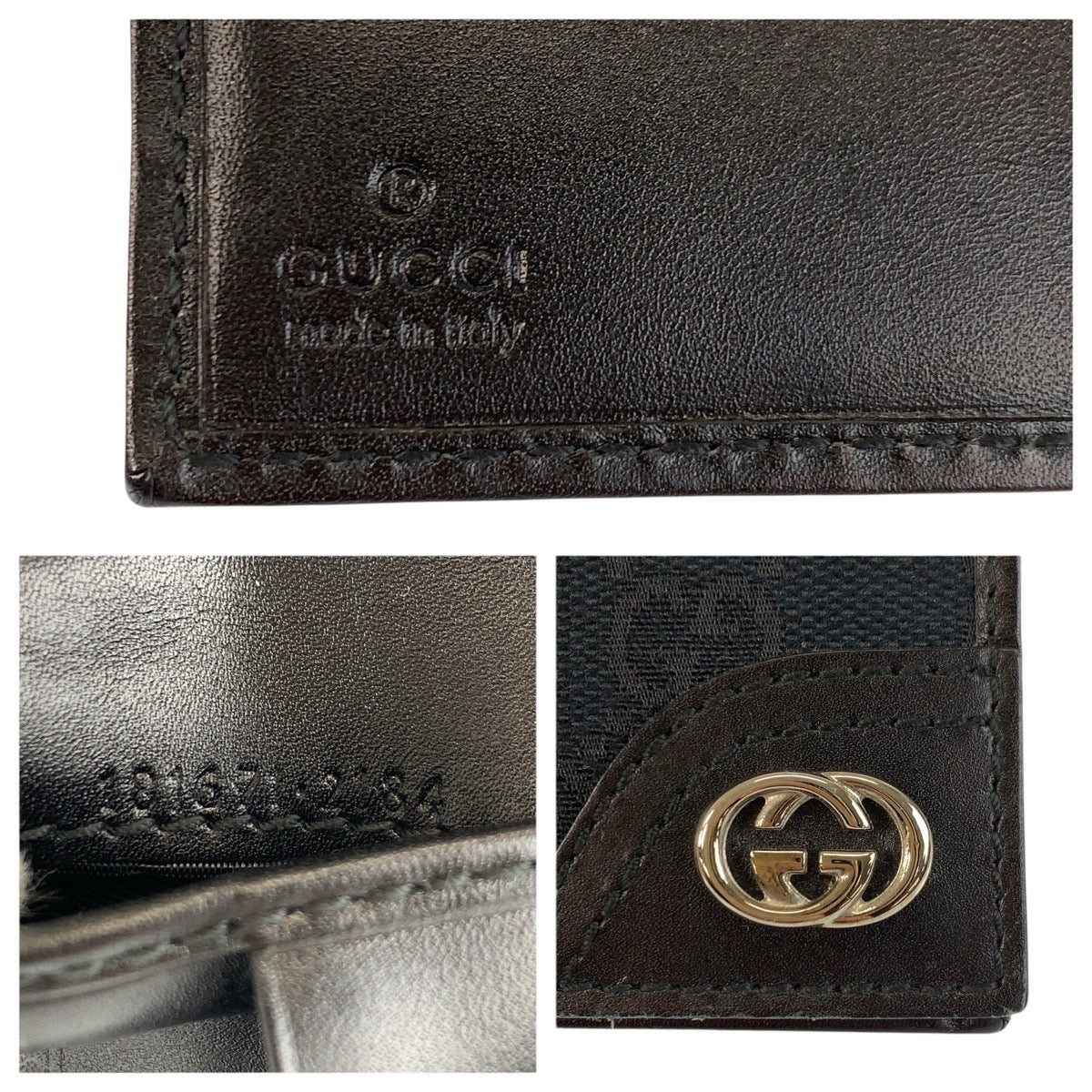23901
GUCCI グッチ インターロッキング ブラック 黒 シルバー金具 GGキャンバス 181671 折り財布 コンパクトウォレット メンズ ABP21