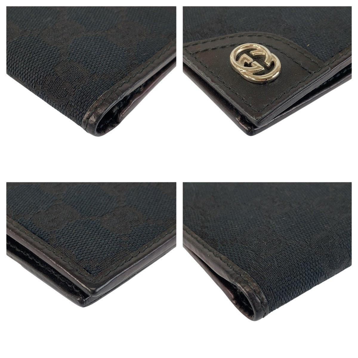 23901
GUCCI グッチ インターロッキング ブラック 黒 シルバー金具 GGキャンバス 181671 折り財布 コンパクトウォレット メンズ ABP21